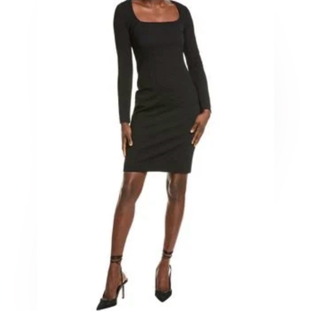 BOSS Hugo Boss Black Textured Sheath Dress Long Sleeve Midi - Picture 14 of 14
